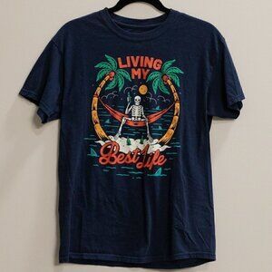 DOM "Living my Best Life" blue t shirt-M